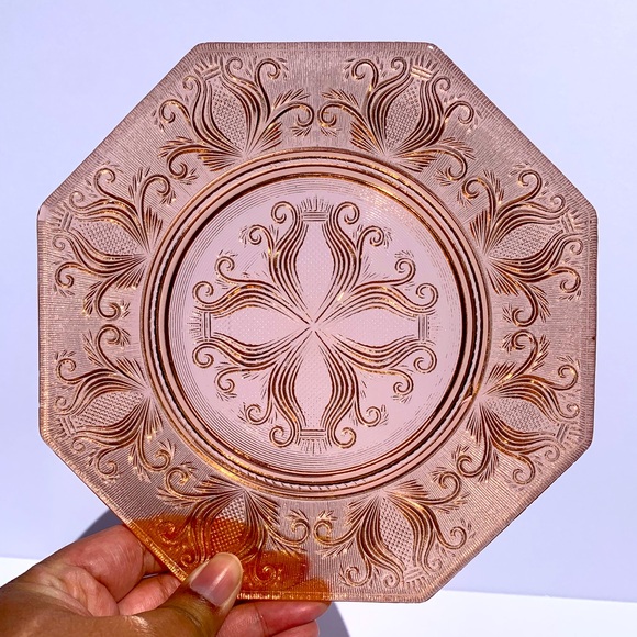 Vintage pink Imperial Glass Blaise AKA Scrolled Thistle Line 705 Salad Plate EUC - Picture 1 of 10